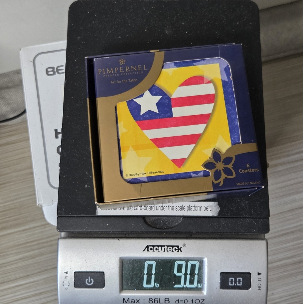 Pimpernel Premier Collection American Flag Heart Coasters Set‎ New - Picture 8 of 10